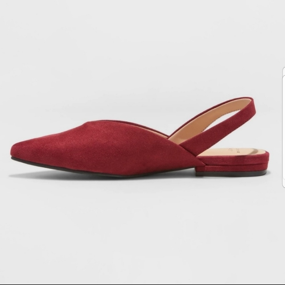 NEW Slingback Mules Burgundy Flat Maroon V Flats - Picture 2 of 5